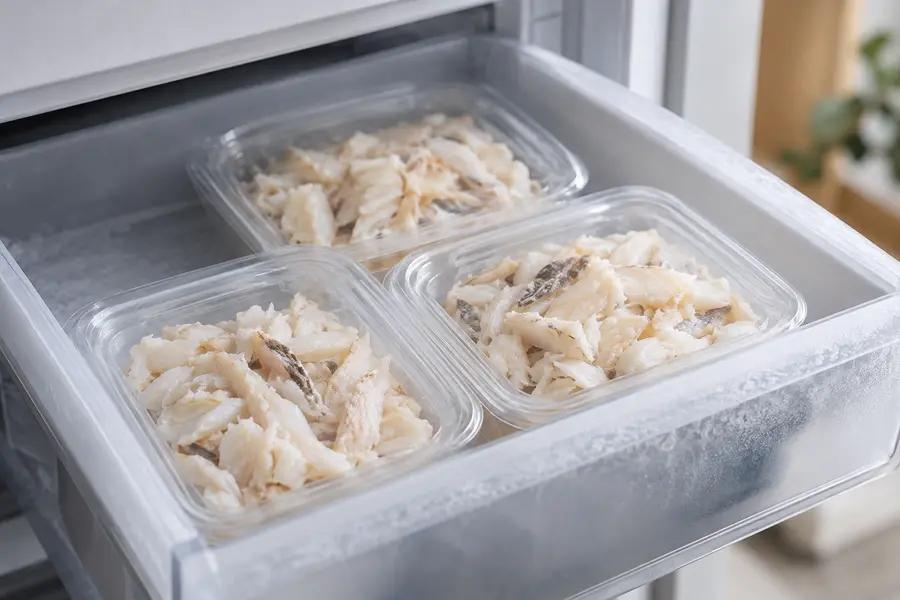 冷凍庫に収めた魚のごはん